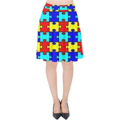 Game Puzzle Velvet High Waist Skirt