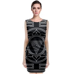 Kali Yantra Inverted Sleeveless Velvet Midi Dress by Mariart