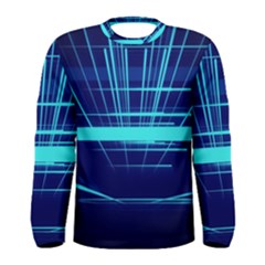 Grid Structure Blue Line Men s Long Sleeve Tee by Mariart