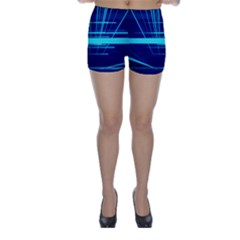 Grid Structure Blue Line Skinny Shorts