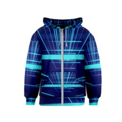 Grid Structure Blue Line Kids  Zipper Hoodie