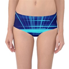 Grid Structure Blue Line Mid-waist Bikini Bottoms by Mariart