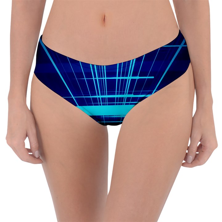 Grid Structure Blue Line Reversible Classic Bikini Bottoms