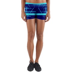 Grid Structure Blue Line Yoga Shorts