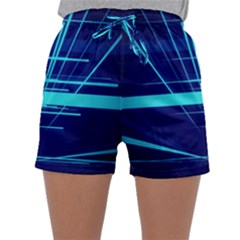 Grid Structure Blue Line Sleepwear Shorts