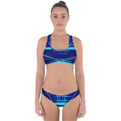 Grid Structure Blue Line Cross Back Hipster Bikini Set by Mariart