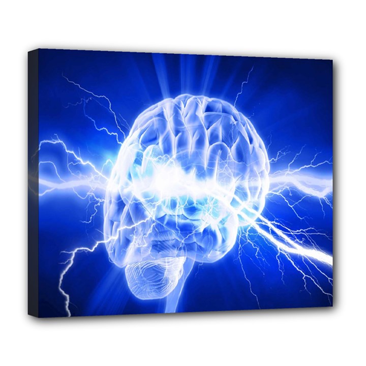 Lightning Brain Blue Deluxe Canvas 24  x 20  