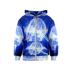 Lightning Brain Blue Kids  Zipper Hoodie by Mariart