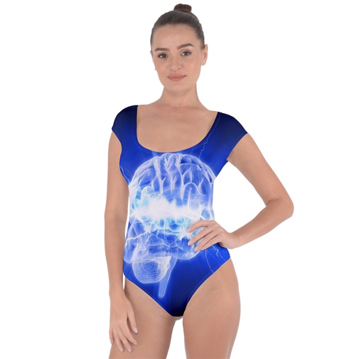 Lightning Brain Blue Short Sleeve Leotard 