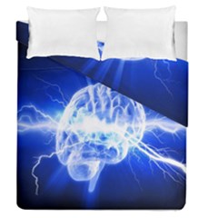 Lightning Brain Blue Duvet Cover Double Side (queen Size)