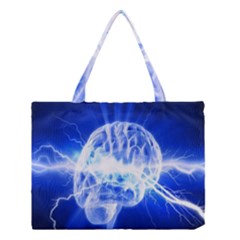 Lightning Brain Blue Medium Tote Bag by Mariart