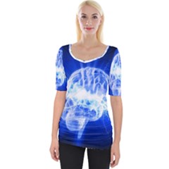 Lightning Brain Blue Wide Neckline Tee