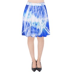 Lightning Brain Blue Velvet High Waist Skirt