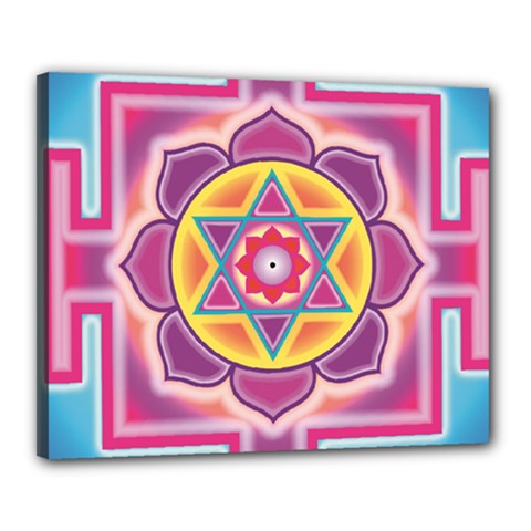 Kali Yantra Inverted Rainbow Canvas 20  X 16  by Mariart