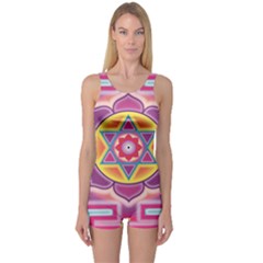 Kali Yantra Inverted Rainbow One Piece Boyleg Swimsuit by Mariart