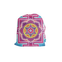 Kali Yantra Inverted Rainbow Drawstring Pouches (medium)  by Mariart