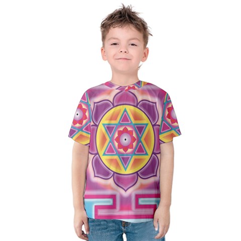 Kali Yantra Inverted Rainbow Kids  Cotton Tee by Mariart