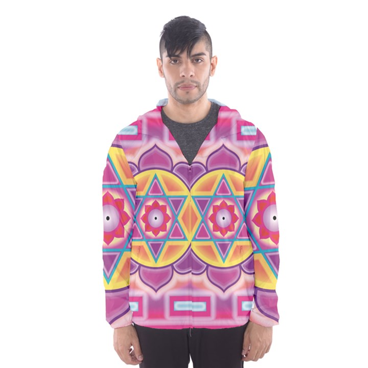 Kali Yantra Inverted Rainbow Hooded Wind Breaker (Men)