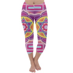 Kali Yantra Inverted Rainbow Capri Winter Leggings 