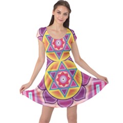 Kali Yantra Inverted Rainbow Cap Sleeve Dress