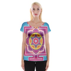 Kali Yantra Inverted Rainbow Cap Sleeve Tops