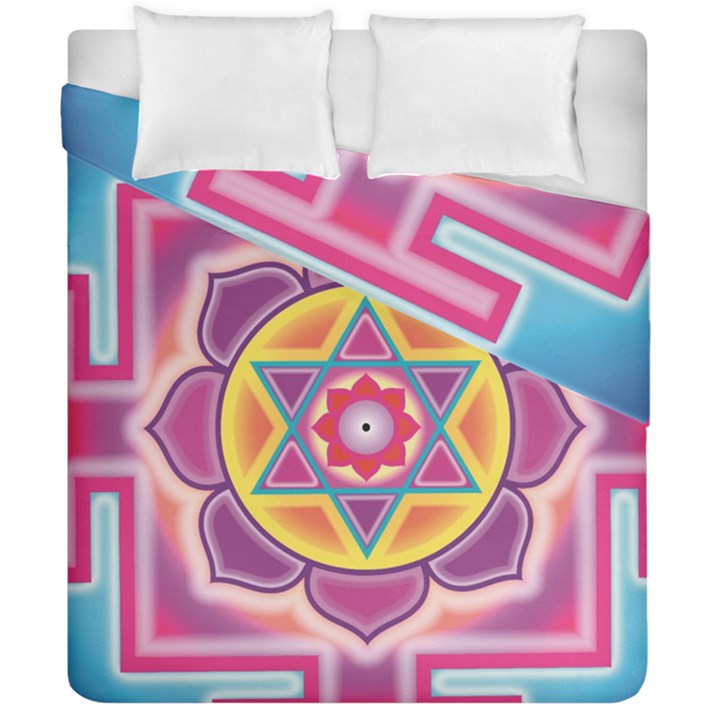 Kali Yantra Inverted Rainbow Duvet Cover Double Side (California King Size)