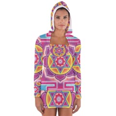 Kali Yantra Inverted Rainbow Long Sleeve Hooded T-shirt by Mariart