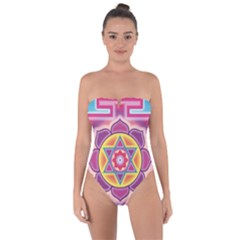 Kali Yantra Inverted Rainbow Tie Back One Piece Swimsuit