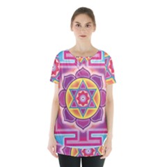 Kali Yantra Inverted Rainbow Skirt Hem Sports Top