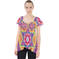 Kali Yantra Inverted Rainbow Lace Front Dolly Top by Mariart