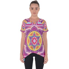 Kali Yantra Inverted Rainbow Cut Out Side Drop Tee by Mariart