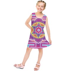 Kali Yantra Inverted Rainbow Kids  Tunic Dress by Mariart