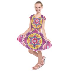 Kali Yantra Inverted Rainbow Kids  Short Sleeve Dress