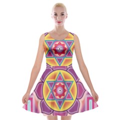 Kali Yantra Inverted Rainbow Velvet Skater Dress