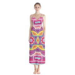 Kali Yantra Inverted Rainbow Button Up Chiffon Maxi Dress by Mariart