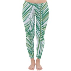 Jungle Fever Green Leaves Classic Winter Leggings by Mariart