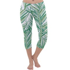 Jungle Fever Green Leaves Capri Yoga Leggings by Mariart