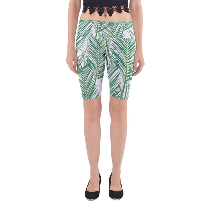 Jungle Fever Green Leaves Yoga Cropped Leggings