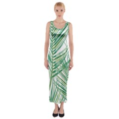 Jungle Fever Green Leaves Fitted Maxi Dress