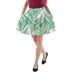 Jungle Fever Green Leaves A-line Pocket Skirt