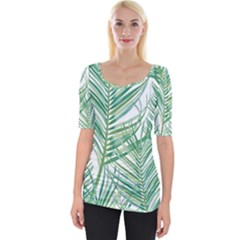 Jungle Fever Green Leaves Wide Neckline Tee