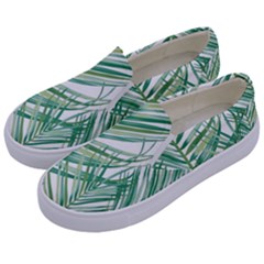 Jungle Fever Green Leaves Kids  Canvas Slip Ons by Mariart