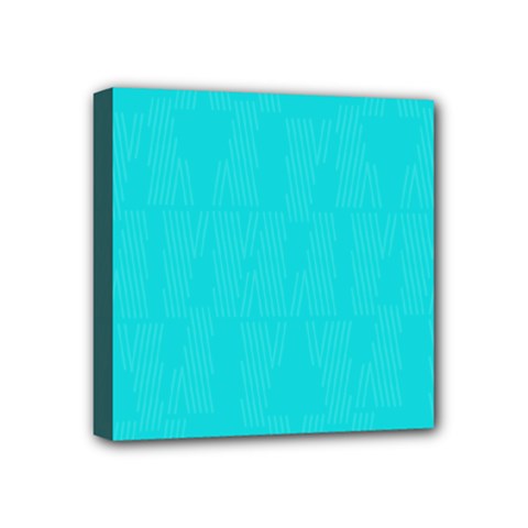 Line Blue Mini Canvas 4  X 4 