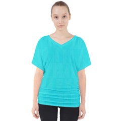 Line Blue V-neck Dolman Drape Top