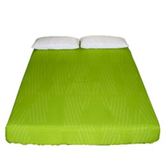 Line Green Fitted Sheet (queen Size) by Mariart