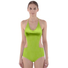 Line Green Cut-out One Piece Swimsuit by Mariart