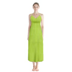 Line Green Button Up Chiffon Maxi Dress