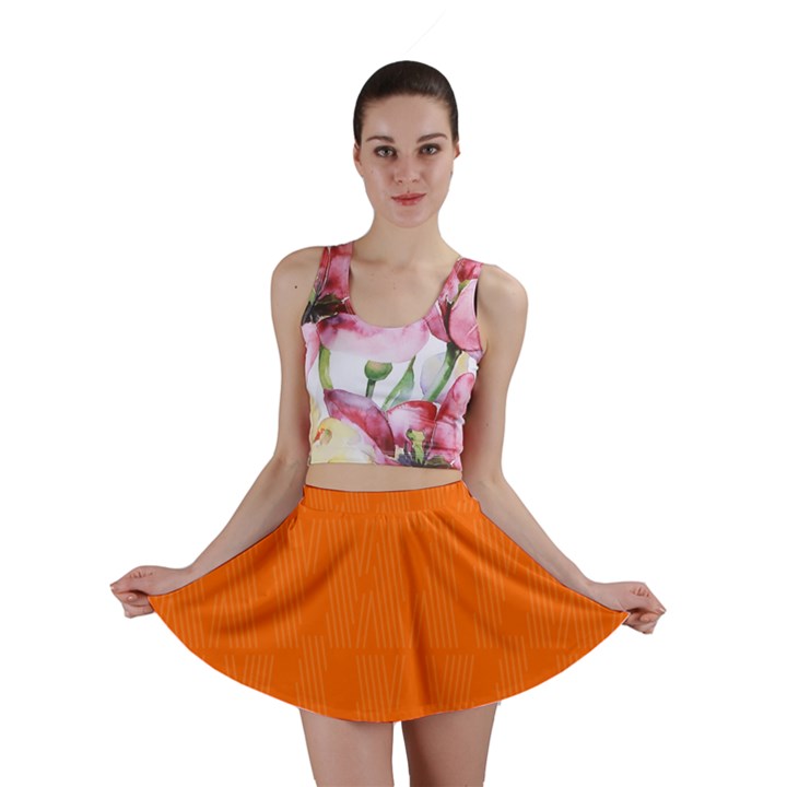 Line Orange Mini Skirt