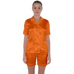 Line Orange Satin Short Sleeve Pyjamas Set by Mariart