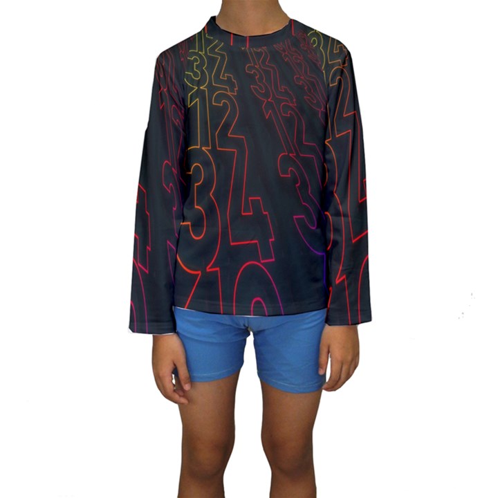 Neon Number Kids  Long Sleeve Swimwear